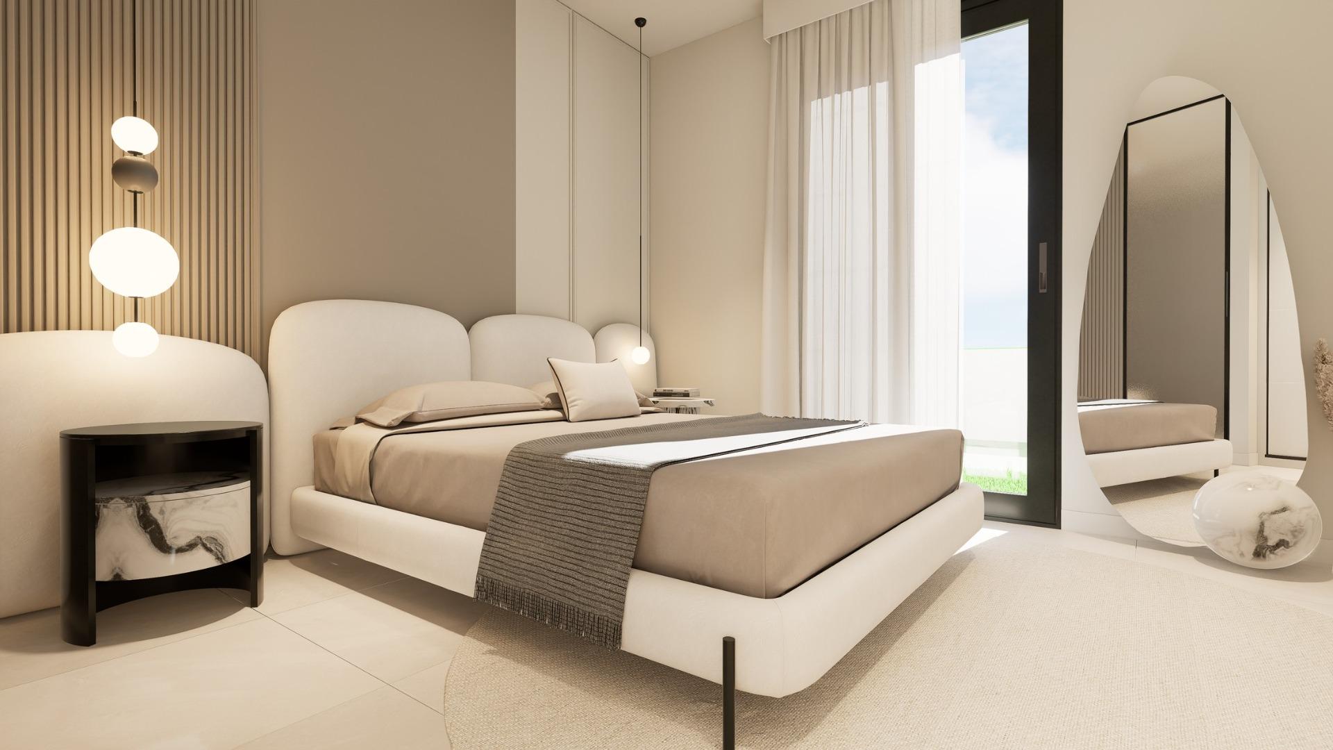 New build bungalows with garden or solarium near the beach in pilar de la horadada