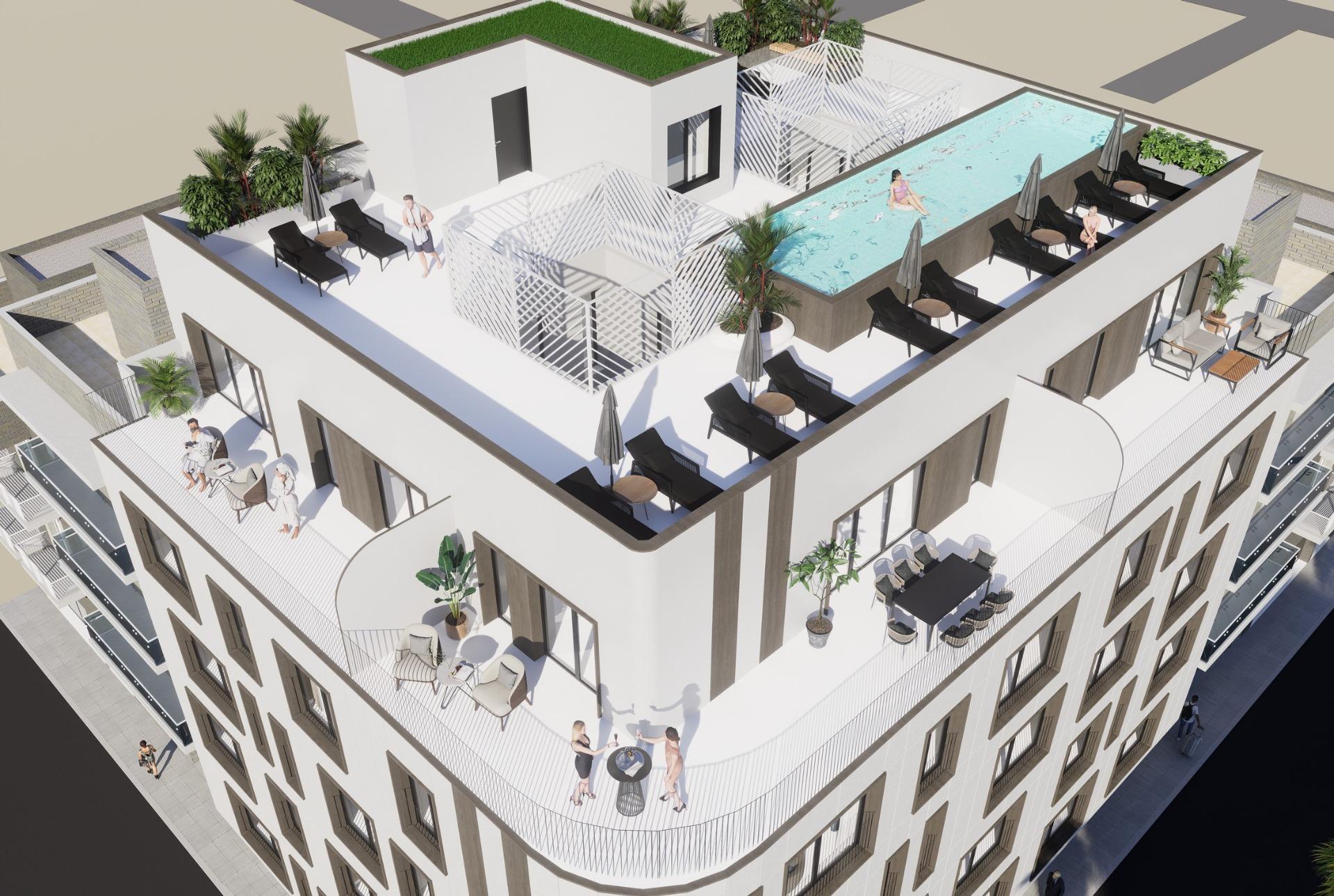 Stylish residential building 60 m away from el acequion beach at torrevieja
