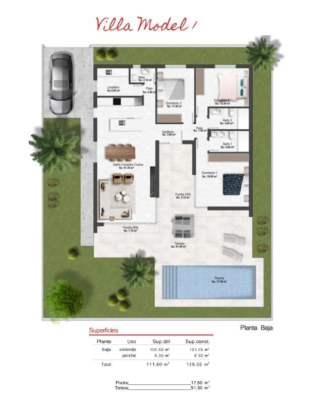 New build one level villas in altaona golf resort, murcia