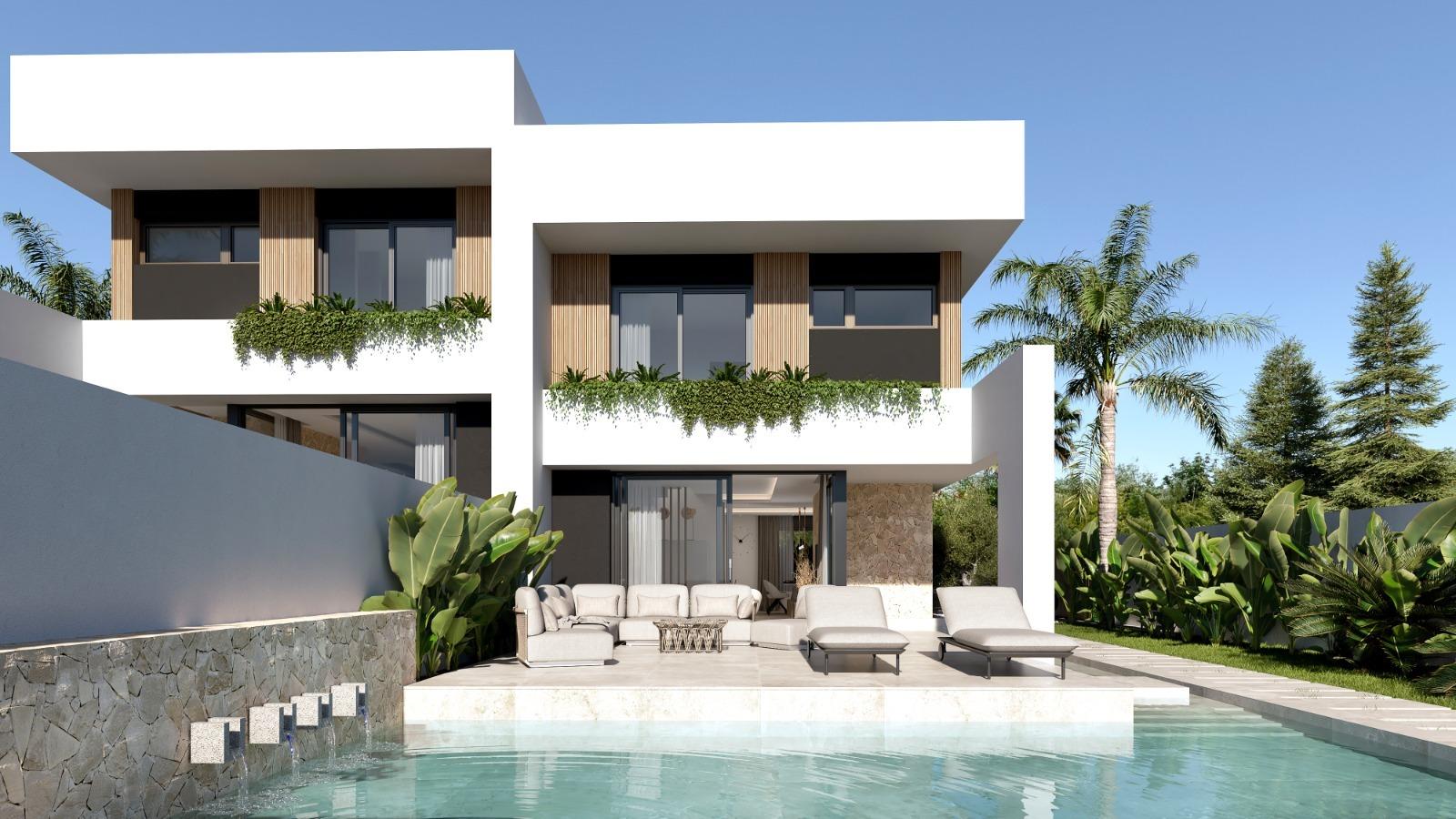 Modern semi detached villas with private pool in las filipinas-orihuela costa