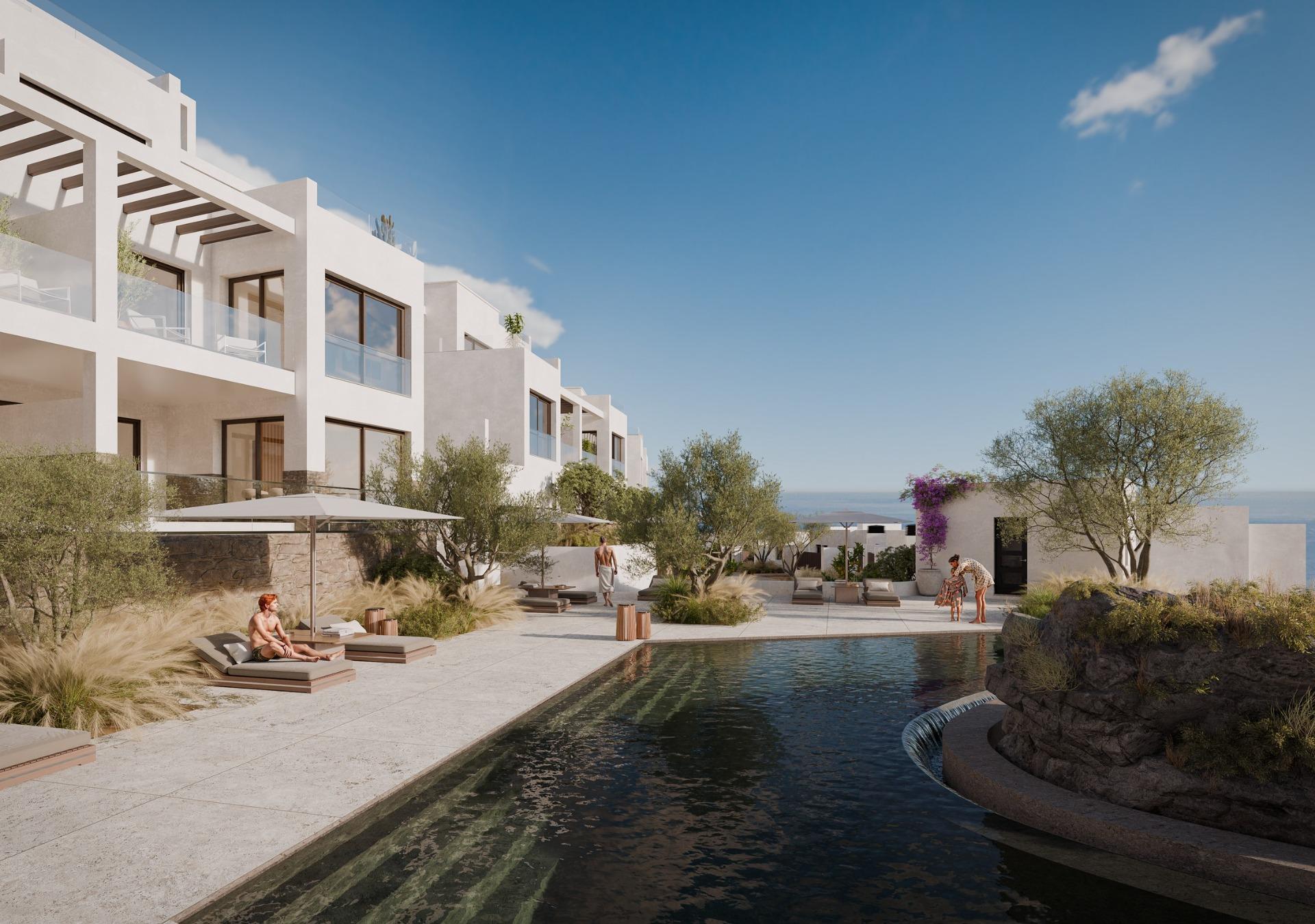 Panoramic views of the mediterranean sea in a beachfront resort