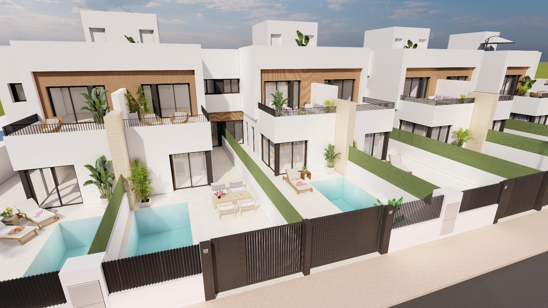 Modern semi-detached villas with private pool near the sea in santiago de la ribera