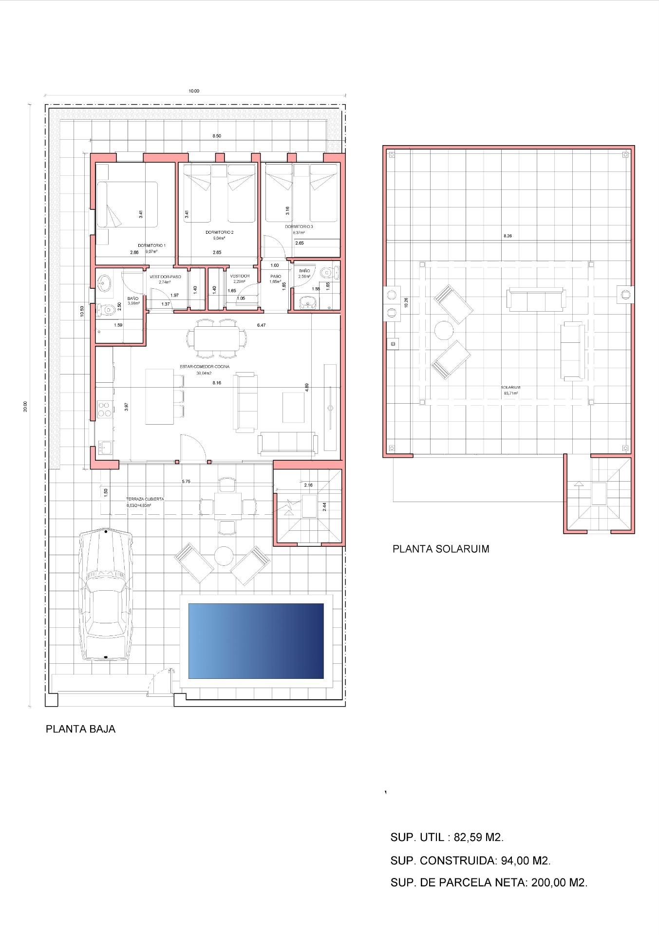 New build townhouses in fuente alamo, murcia