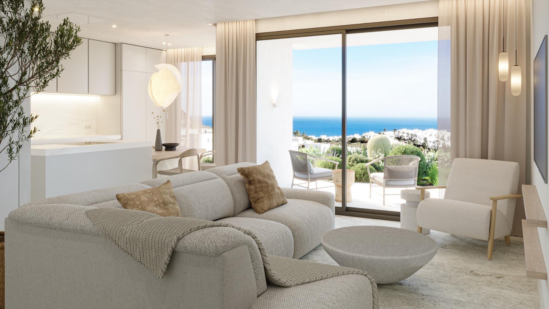 Panoramic views of the mediterranean sea in a beachfront resort