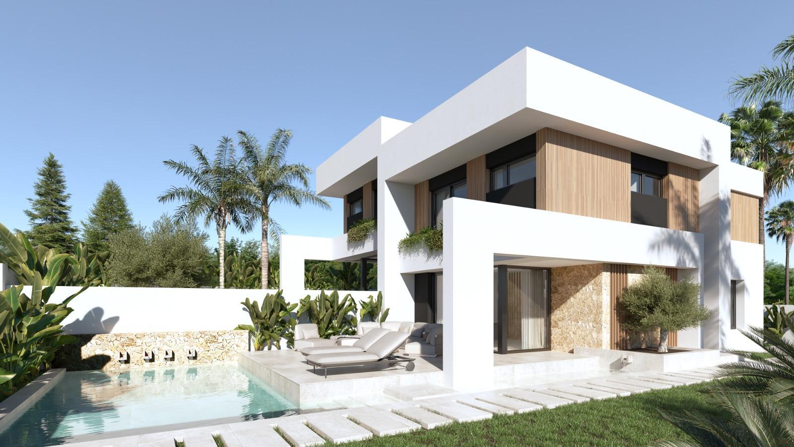 Modern semi detached villas with private pool in las filipinas-orihuela costa