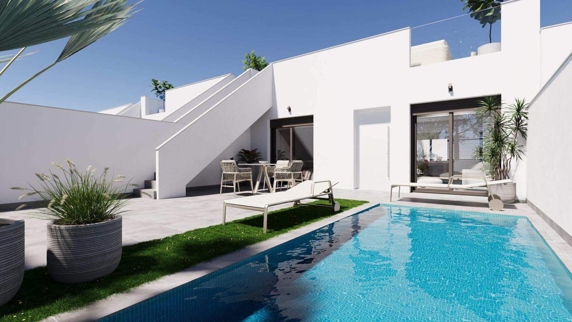 Modern, newly built semi-detached and terraced homes with private pools at el alba resort-torre pacheco