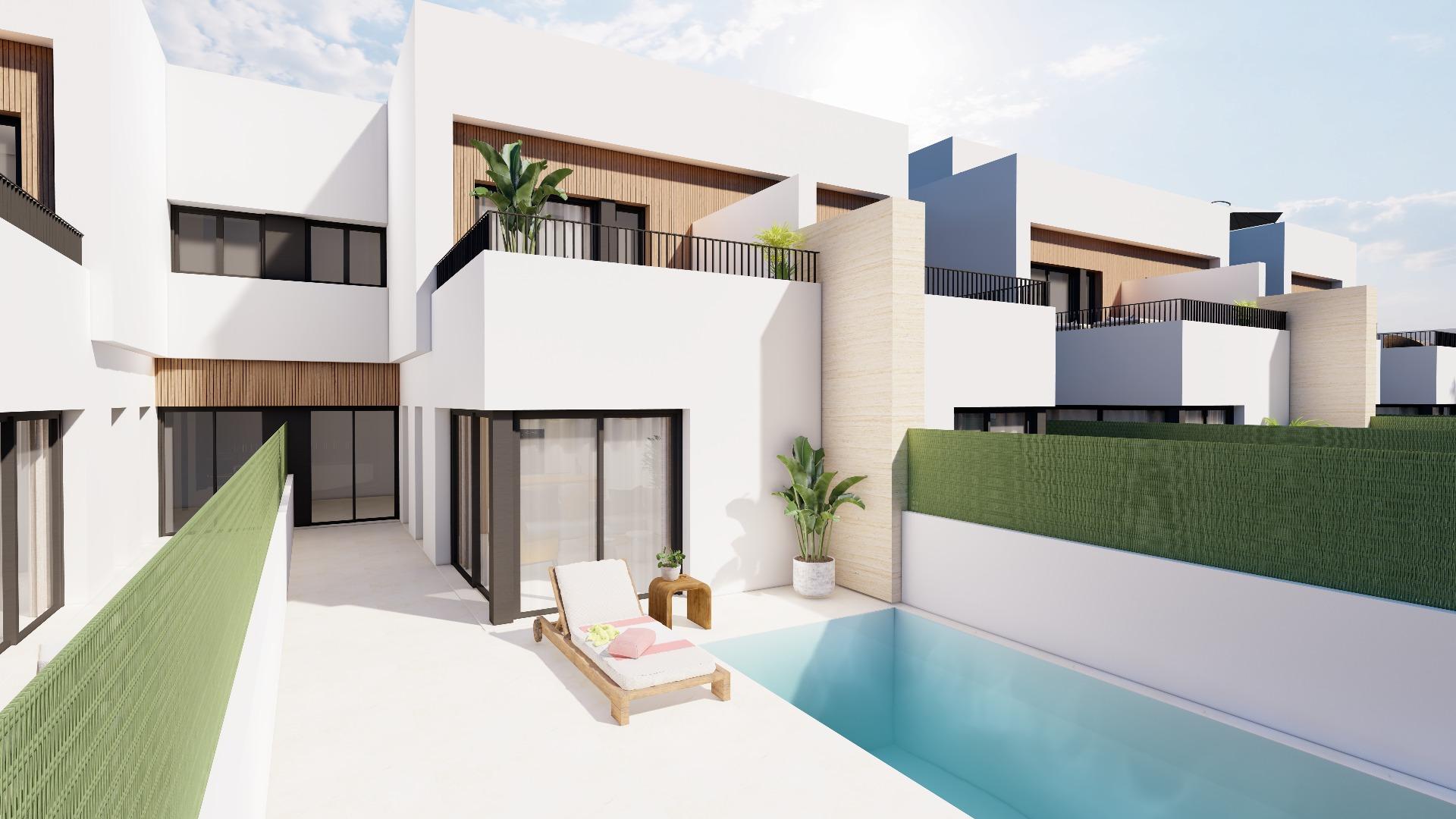 Modern semi-detached villas with private pool near the sea in santiago de la ribera