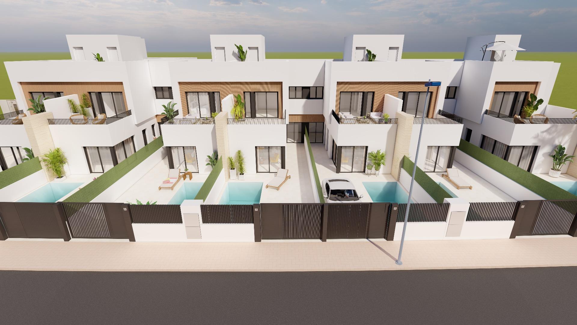 Modern semi-detached villas with private pool near the sea in santiago de la ribera