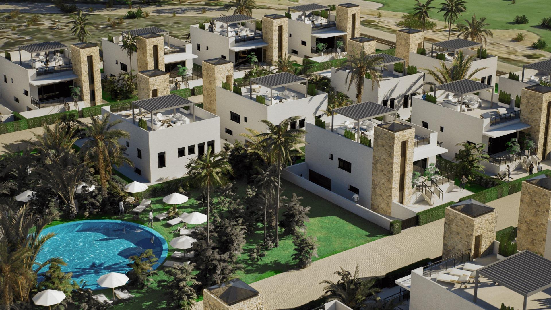 New build villas in camposol golf (mazarron-murcia) with private solarium and basement