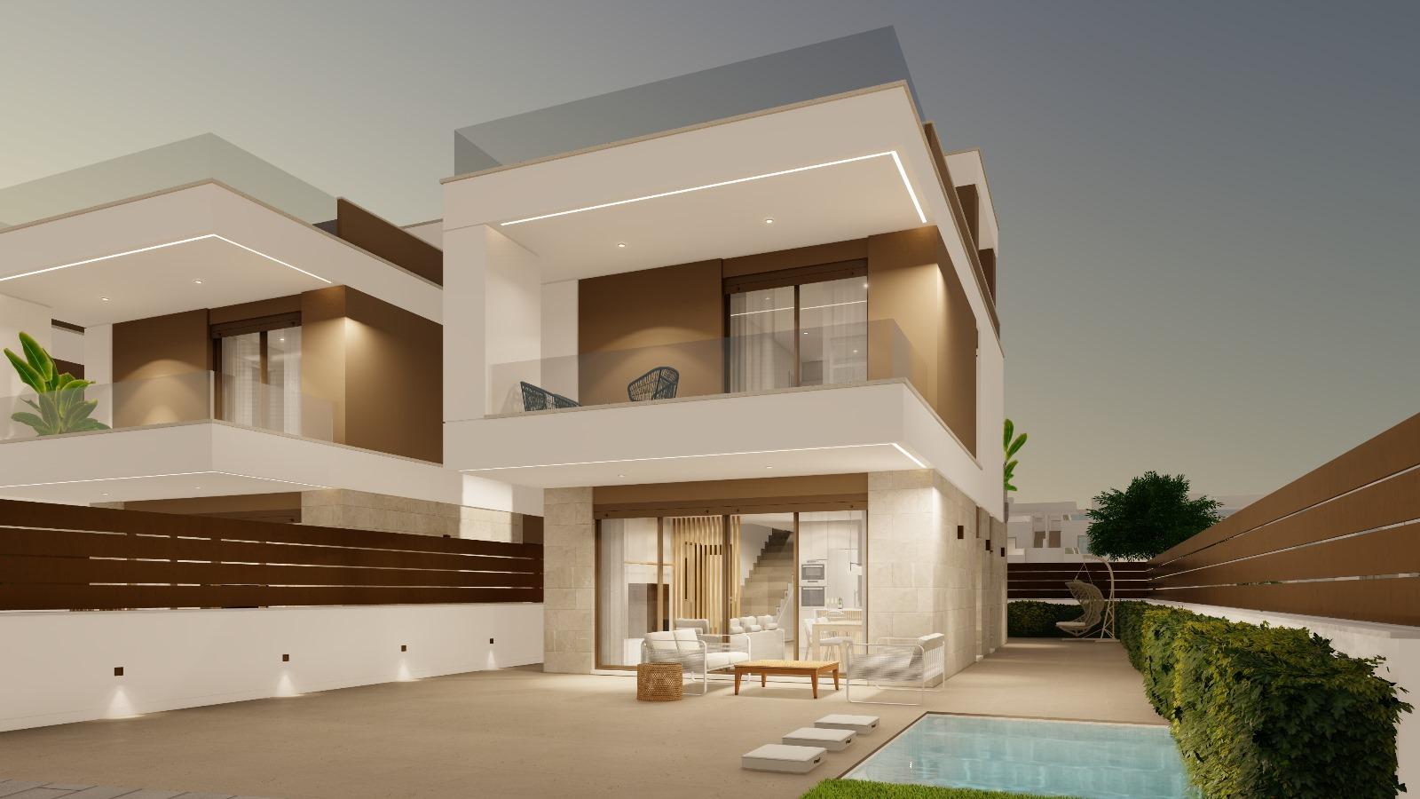 New build villas with private pool in pilar de la horadada near the beach
