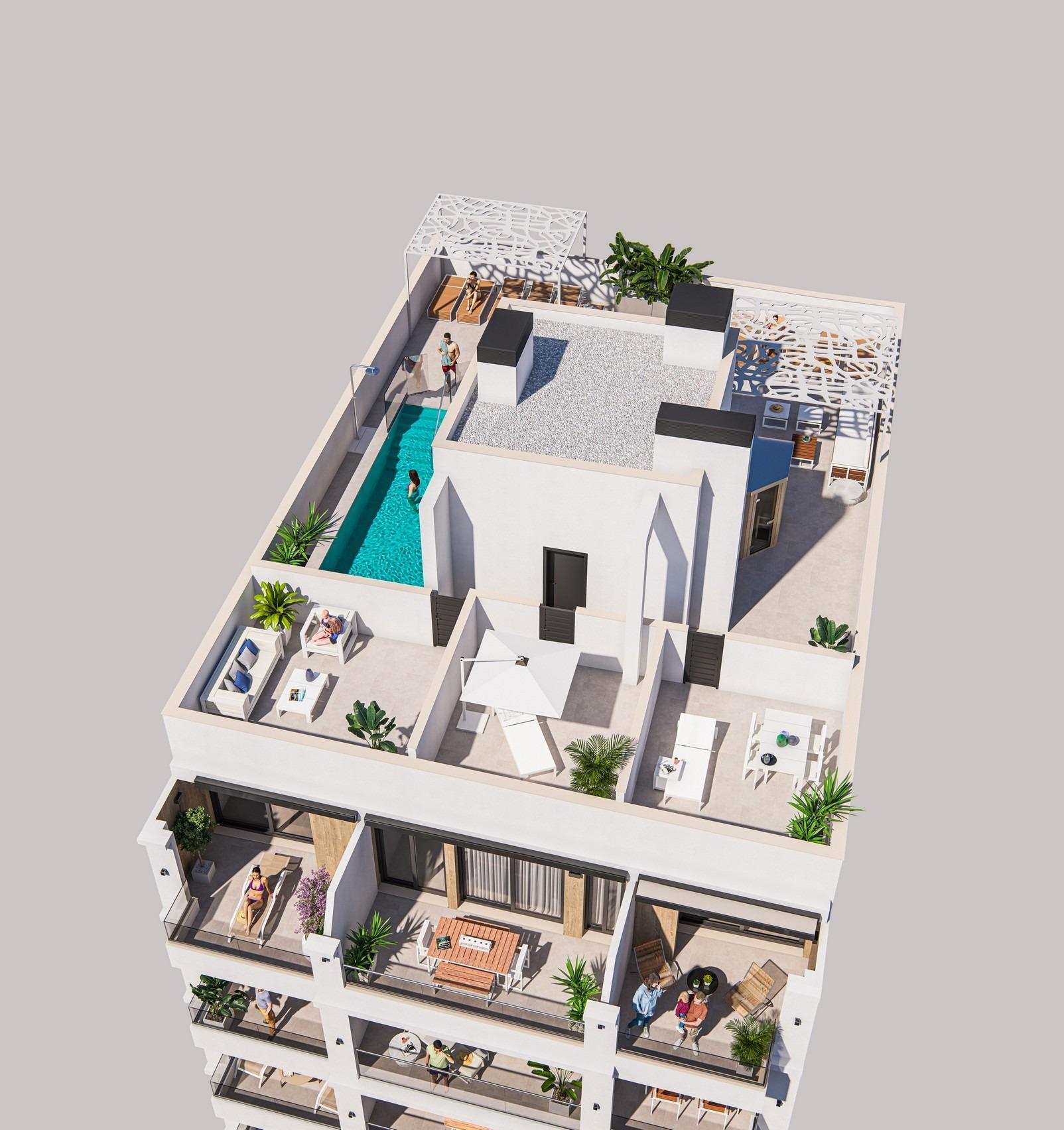 Modern new build apartments for sale in torrevieja 300m from playa del cura