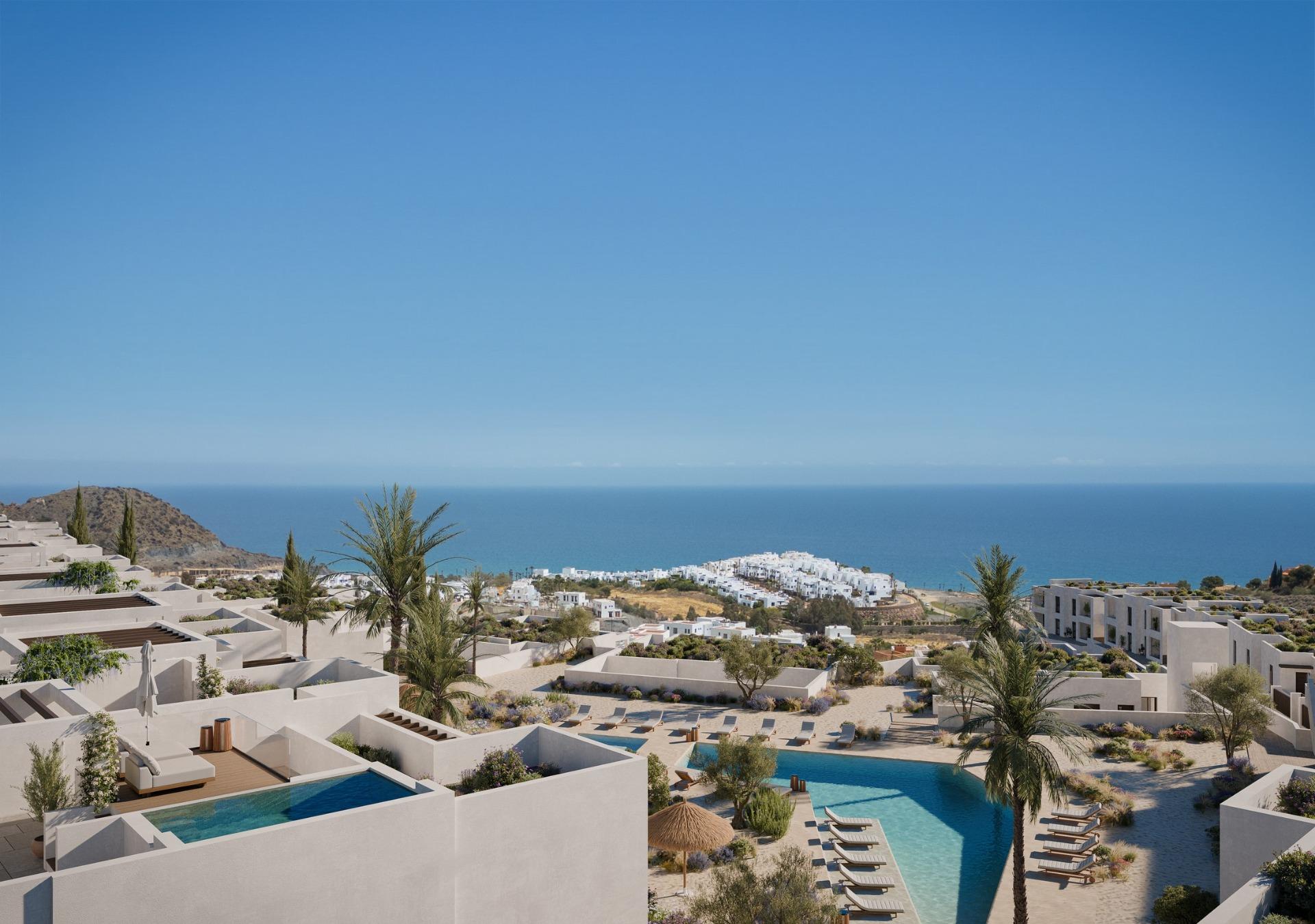 Panoramic views of the mediterranean sea in a beachfront resort