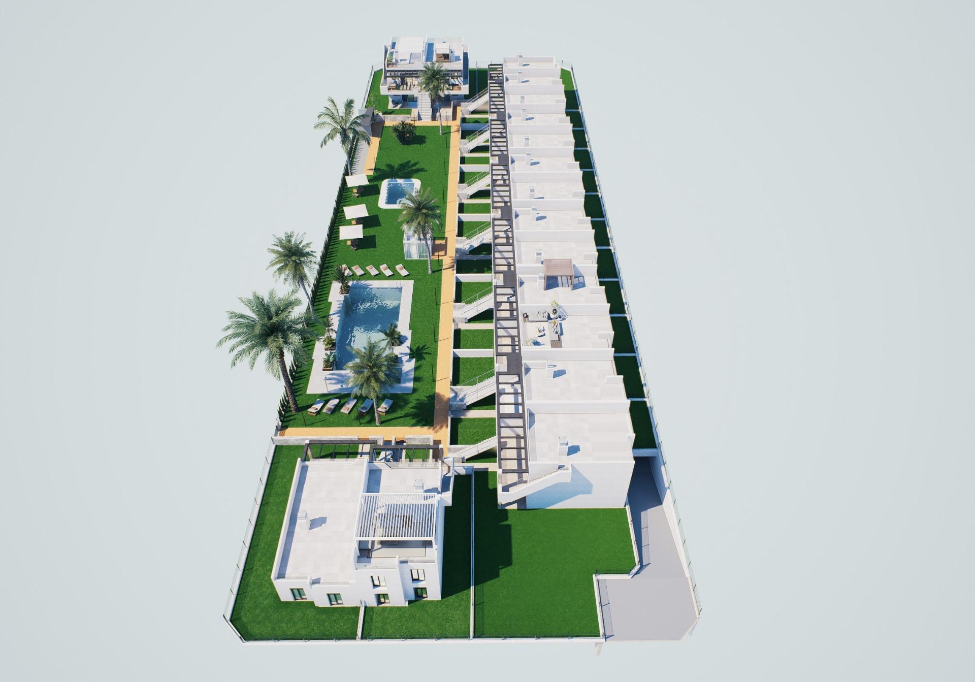New build bungalows with garden or solarium near the beach in pilar de la horadada