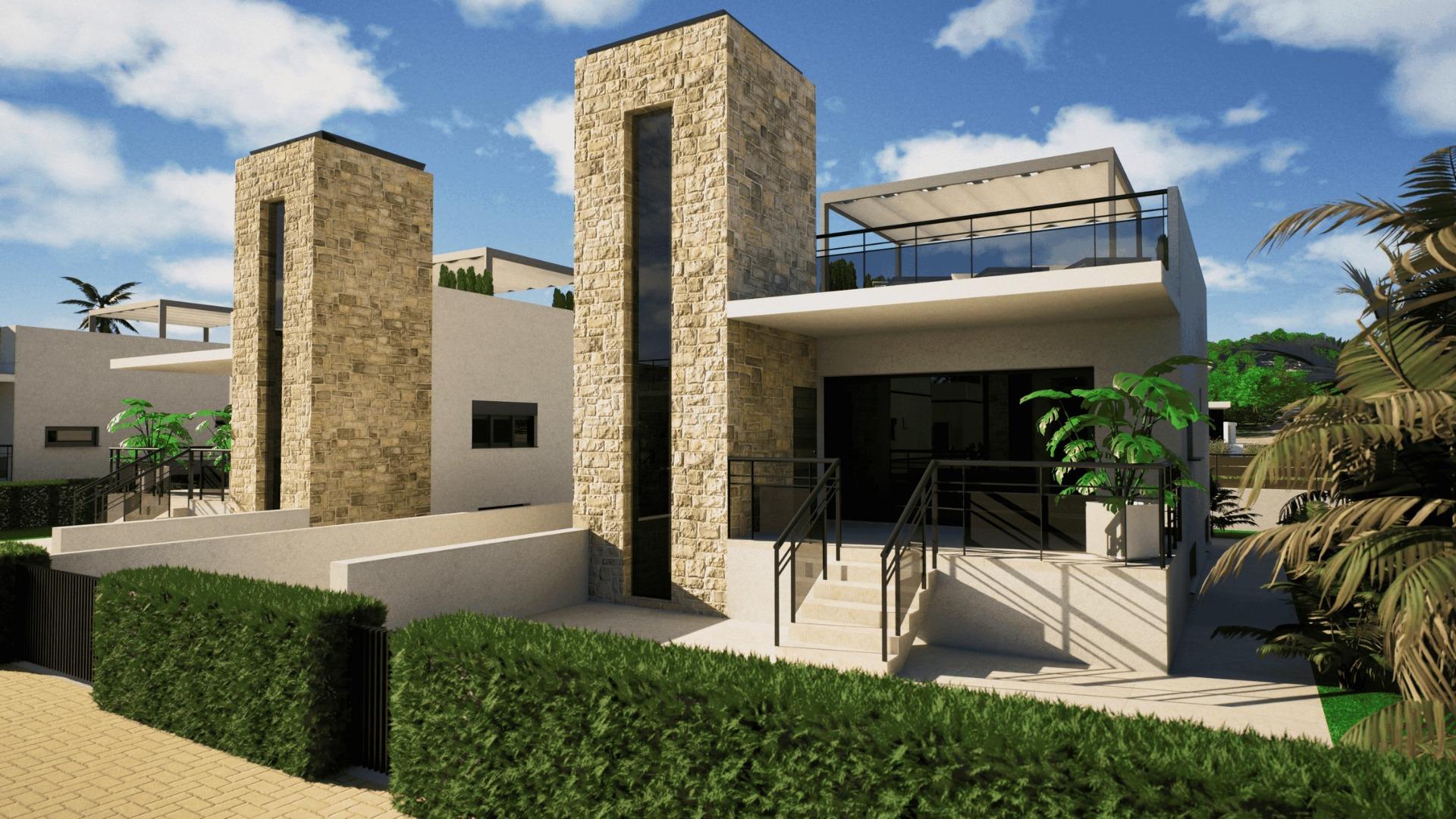 New build villas in camposol golf (mazarron-murcia) with private solarium and basement