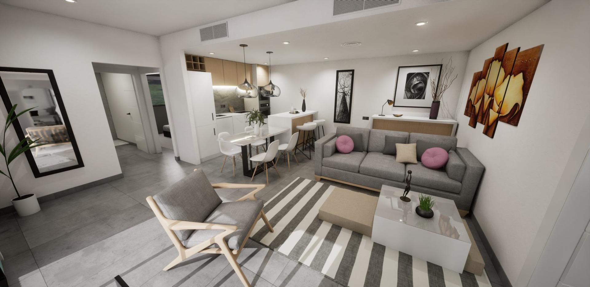 New build semidetached corner villas for sale in torre pacheco with private pool and solarium