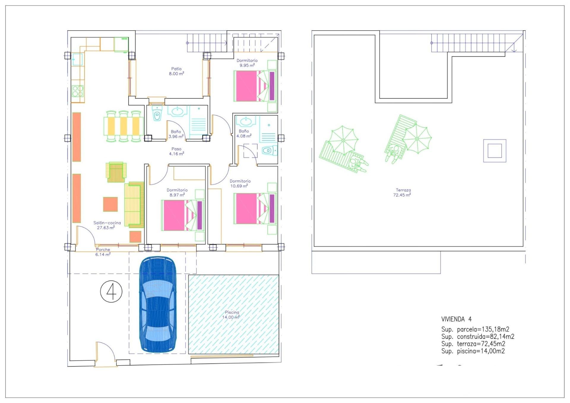 New build townhouses with private pool in avileses, murcia