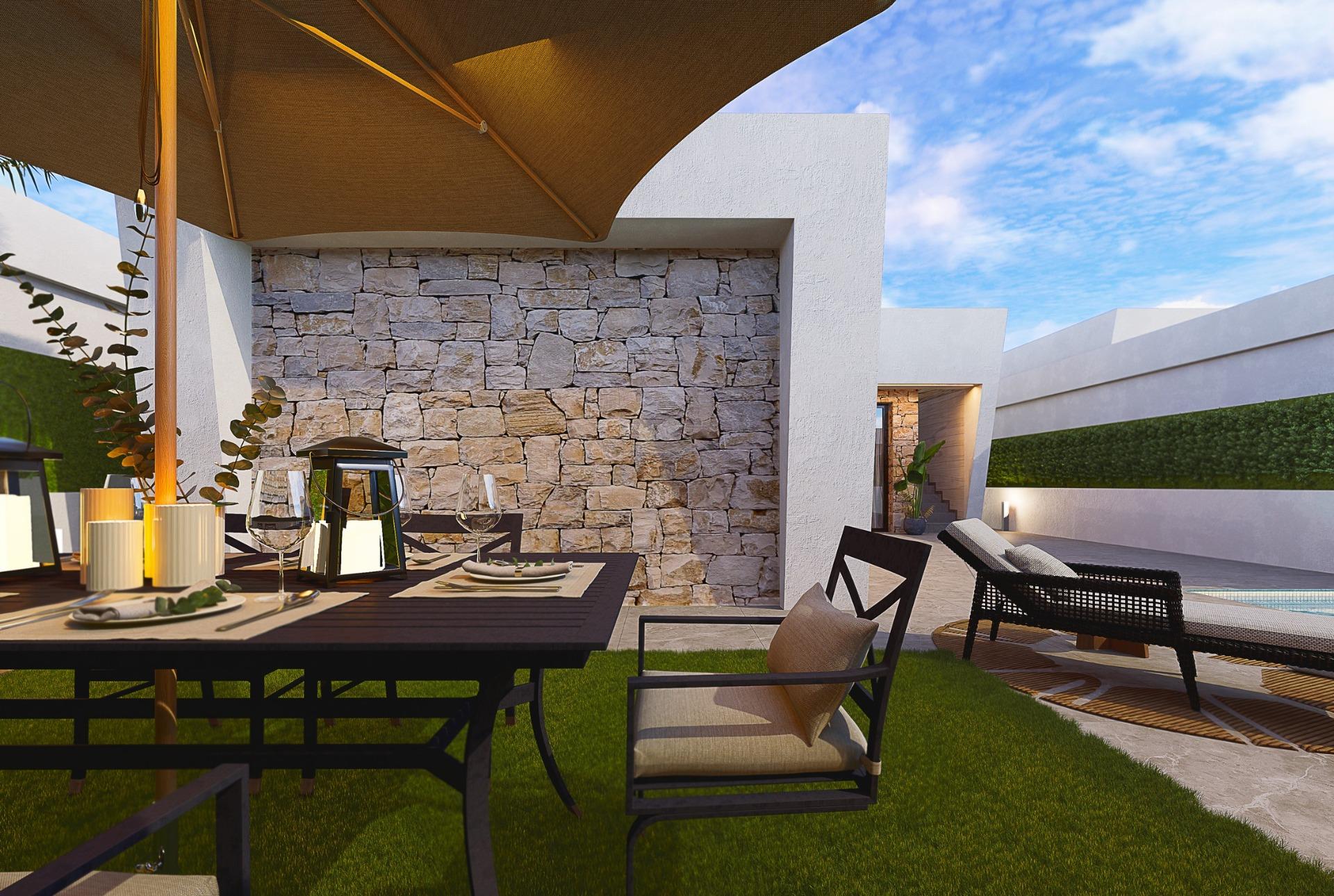 New build independent villas with private pool and solarium in roldán, torre-pacheco