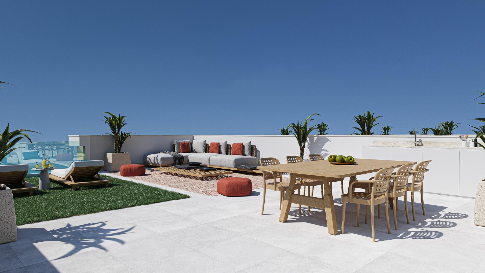 Modern one level villas with private pool and solarium in el jimenado murcia