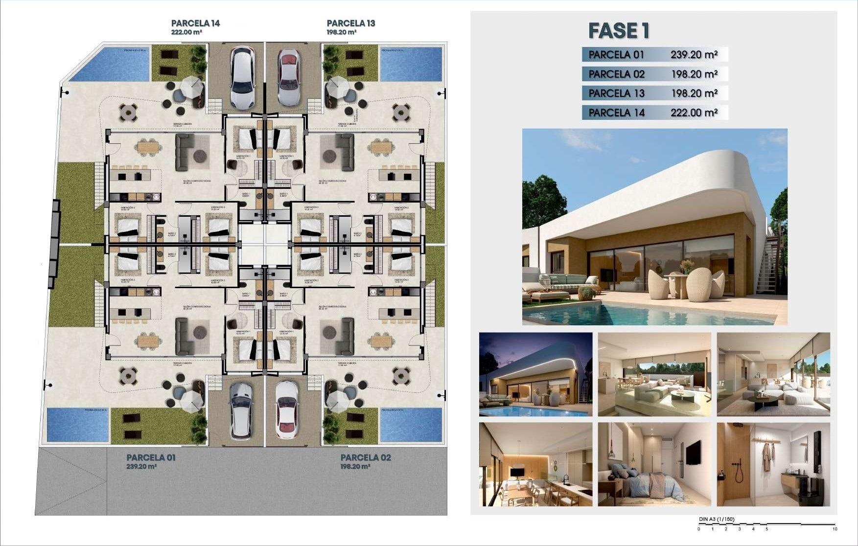 New build corner quad villas with private pool in dolores, alicante