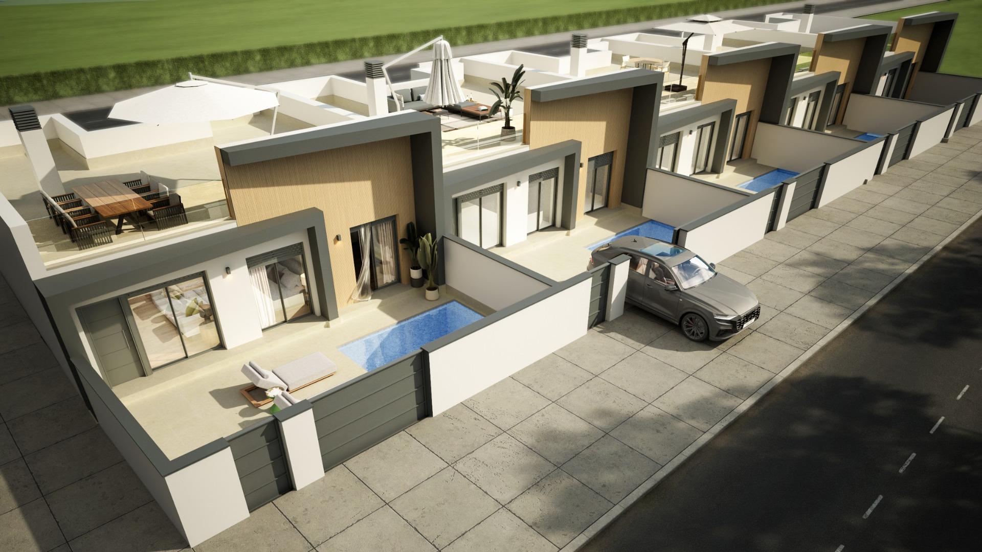 New build townhouses with private pool in avileses, murcia